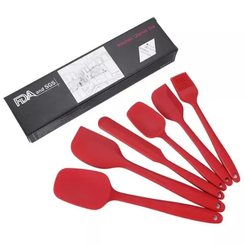 6-Piece Heat-Resistant Silicone Spatula Set with Ergonomic Handles