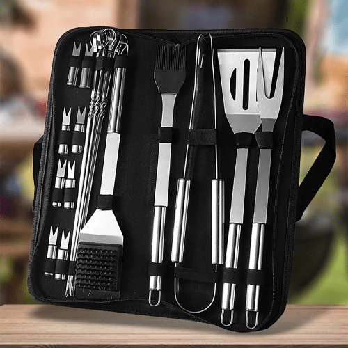  14-Piece Premium Stainless Steel Braai & Grill Tool Set with Case
